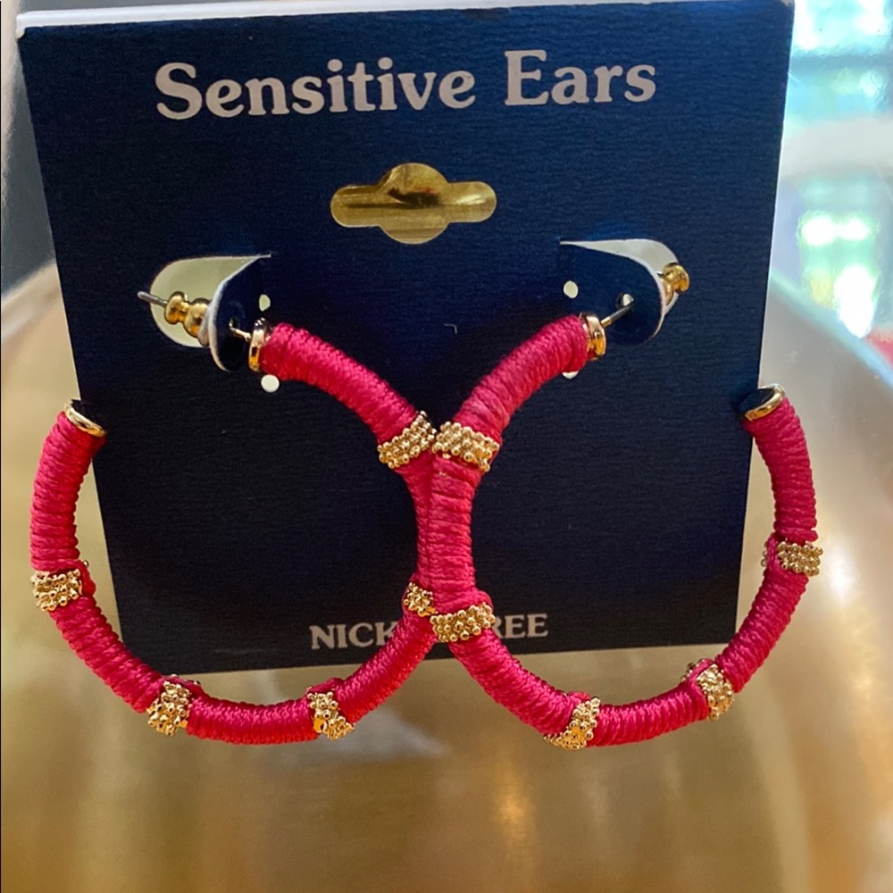 Pink and Gold Hoop Earrings